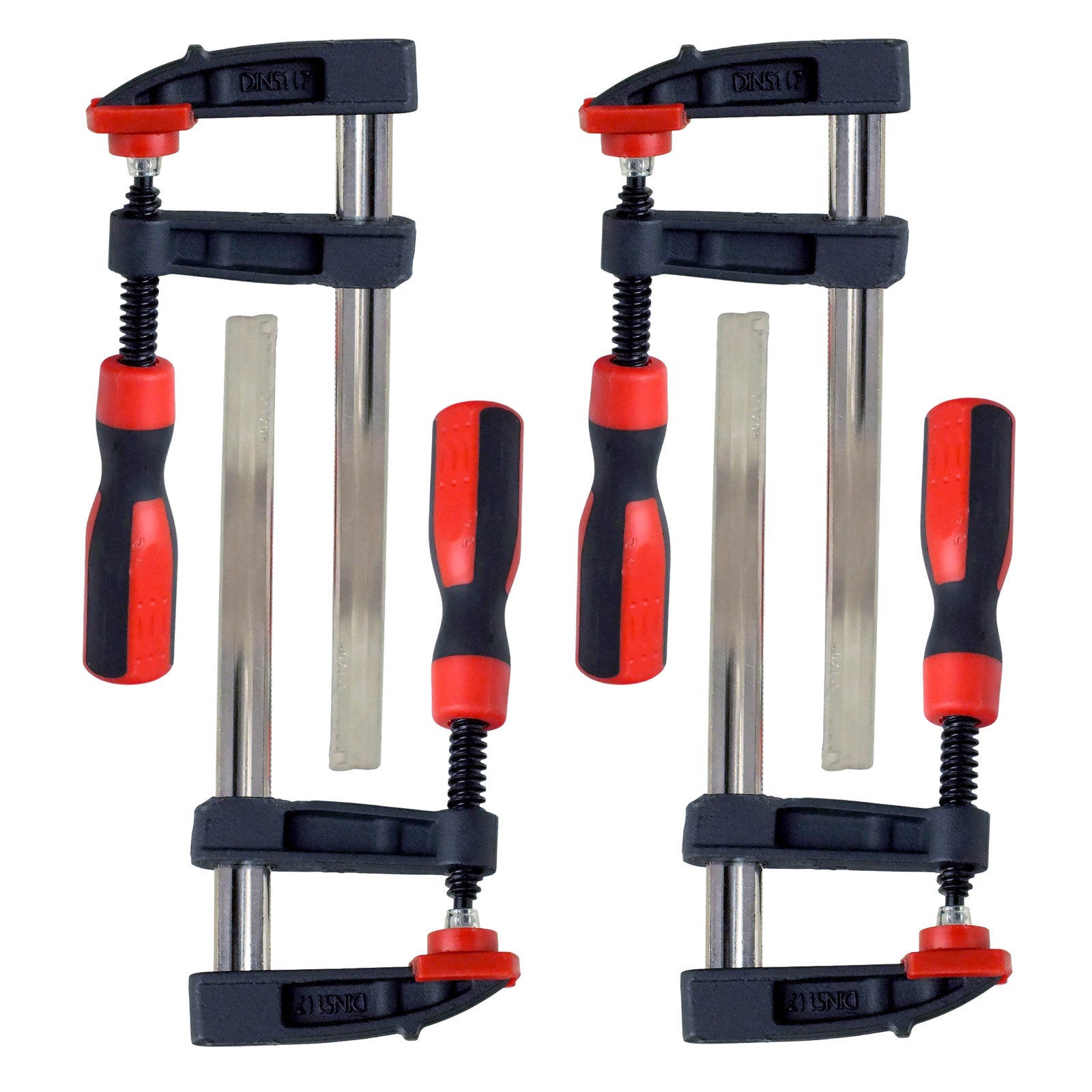 Pack of 4 Heavy Duty F Bar Clamps (6") 150mm x 50mm Quick Slide plus Pack of 4 Mini Ratchet Speed Clamps (4") 100mm