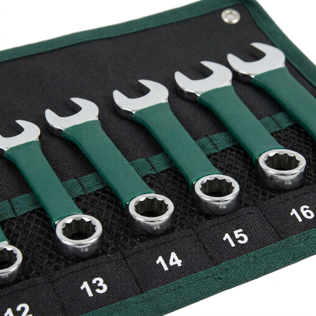10 Piece Stubby Combination Spanner Set 10–19mm with Storage Wallet