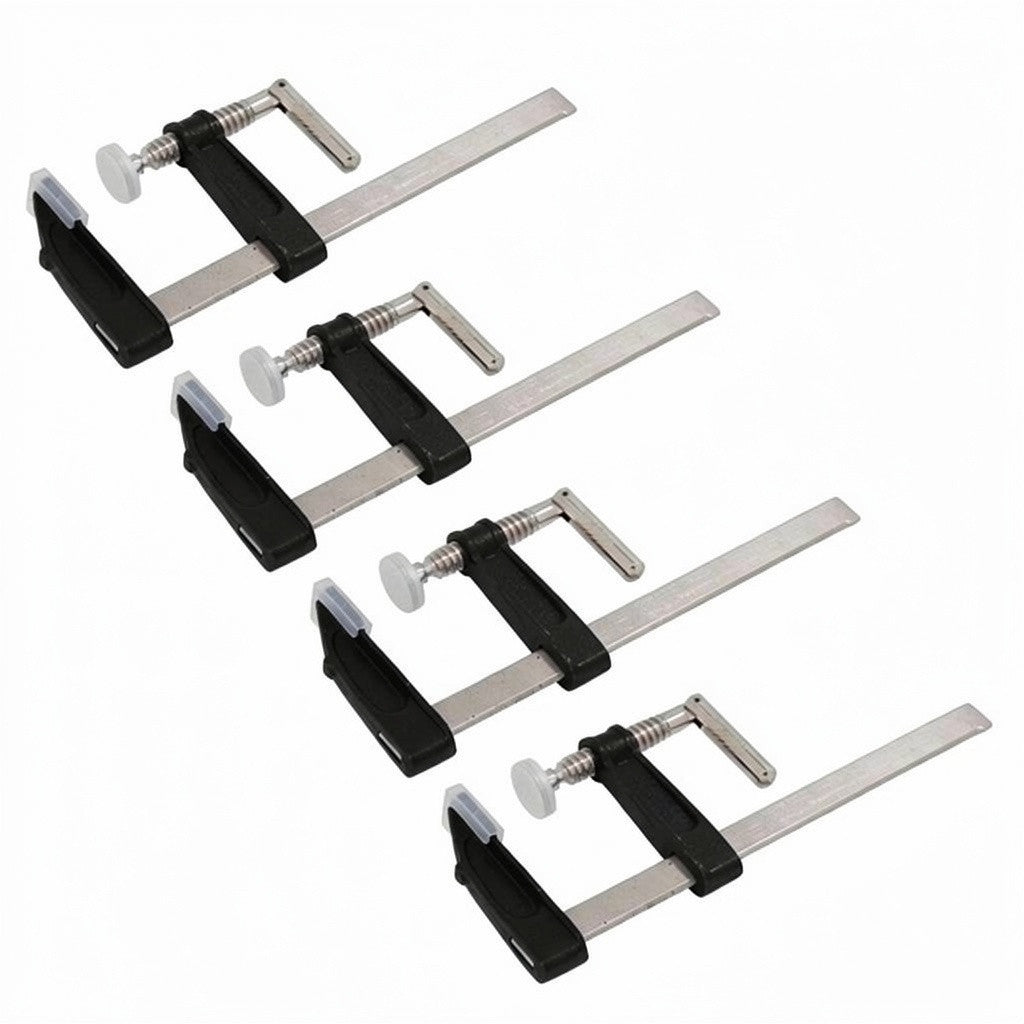 4 Pack of F Bar Clamps 6" 50mm x 150mm Quick Slide plus 4 Pack of 4" 100mm Mini Ratchet Speed Clamps
