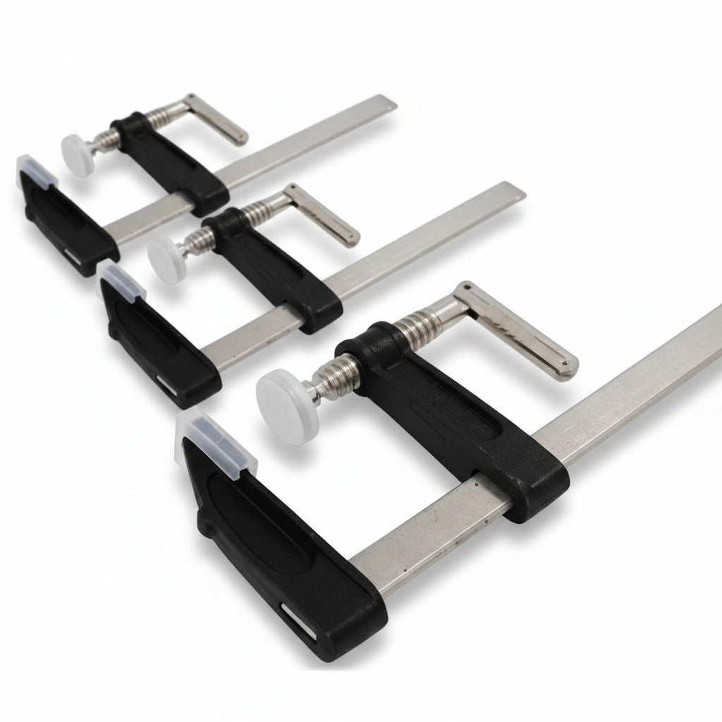 4 Pack of F Bar Clamps 6" 50mm x 150mm Quick Slide plus 4 Pack of 4" 100mm Mini Ratchet Speed Clamps