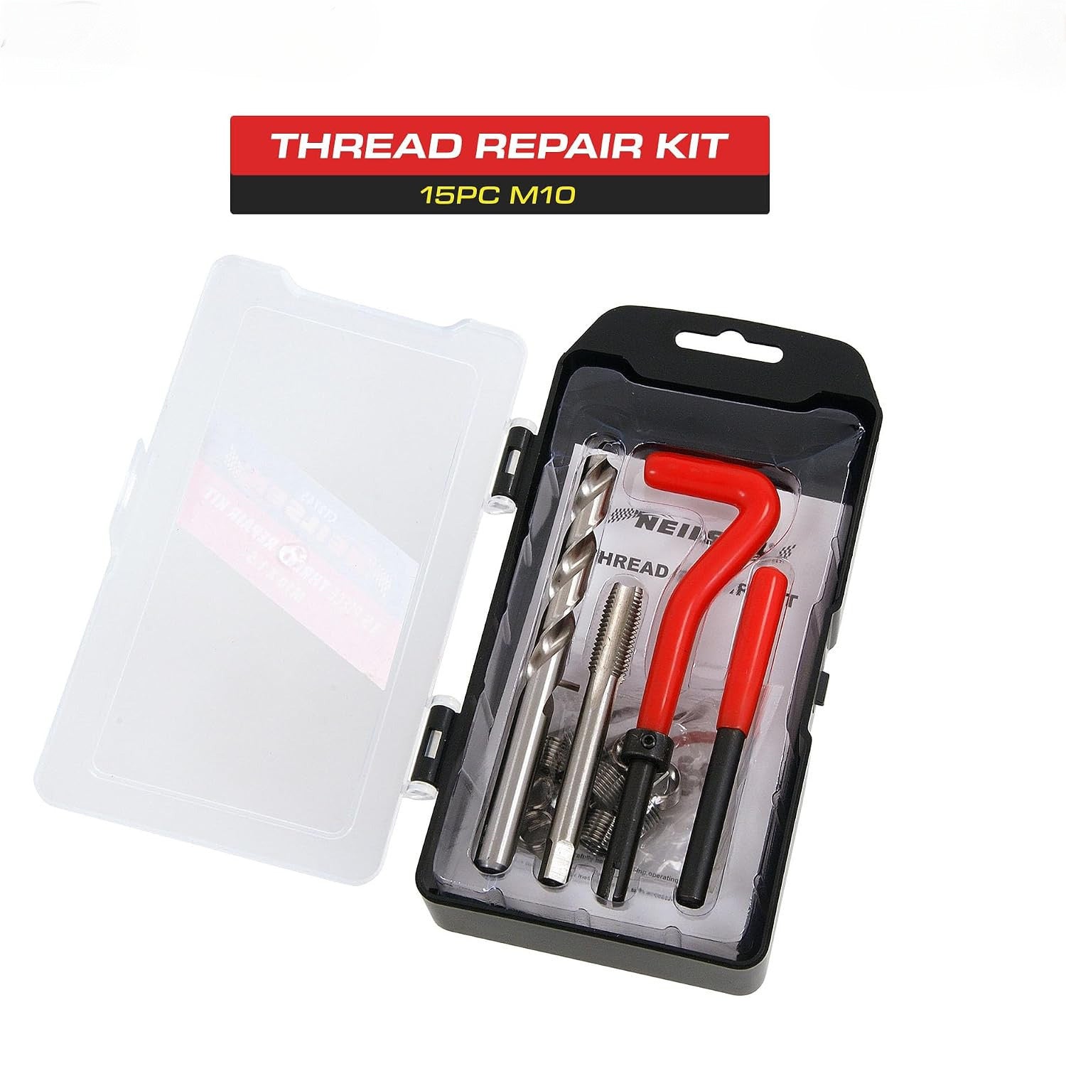 15pc Damaged Thread Repair Kit M10 x 1.5mm Helicoil Type Inserts Twist Drill Bit & Tap