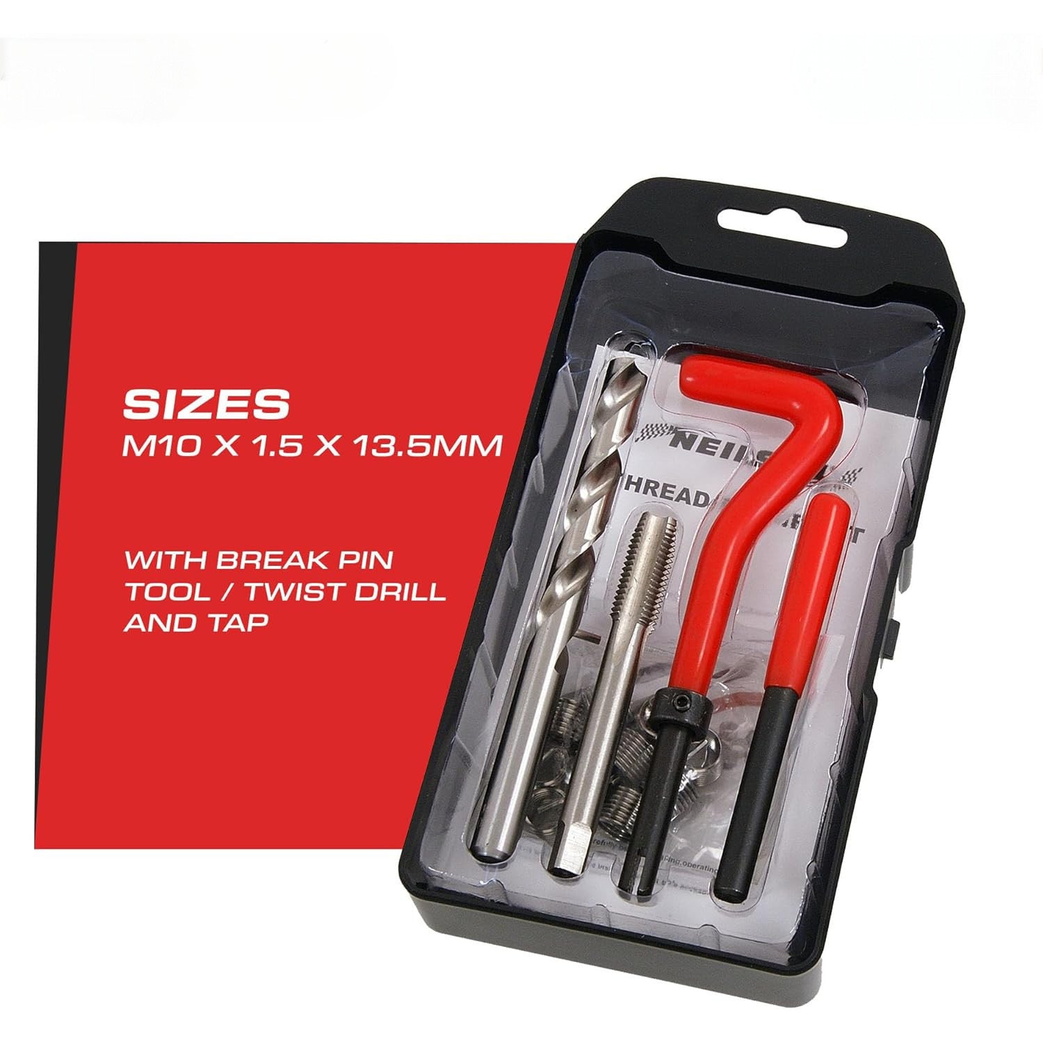 15pc Damaged Thread Repair Kit M10 x 1.5mm Helicoil Type Inserts Twist Drill Bit & Tap