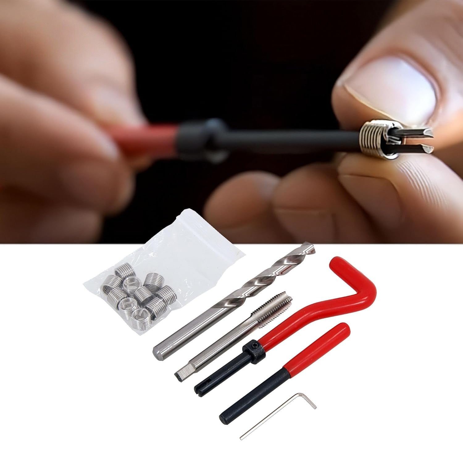 15pc Damaged Thread Repair Kit M10 x 1.5mm Helicoil Type Inserts Twist Drill Bit & Tap