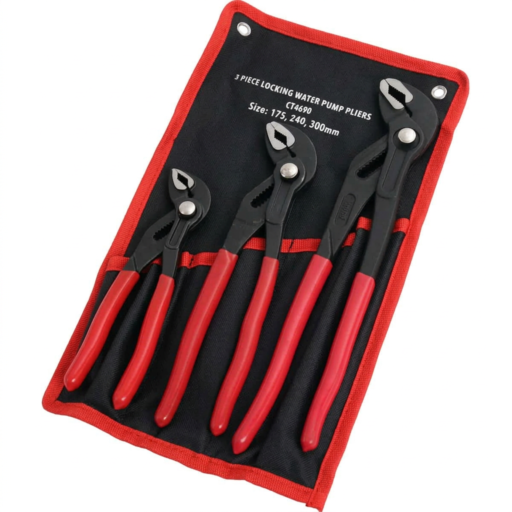Water Pump Pliers Set 3pc Button Release 175–300mm