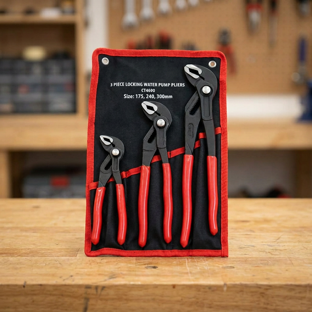 Water Pump Pliers Set 3pc Button Release 175–300mm
