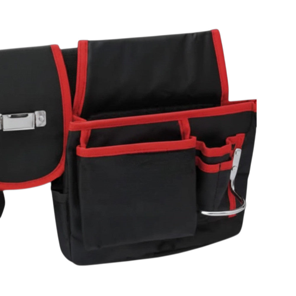 Draper Double Tool Belt Pouch 16 Pocket Black Red 67832