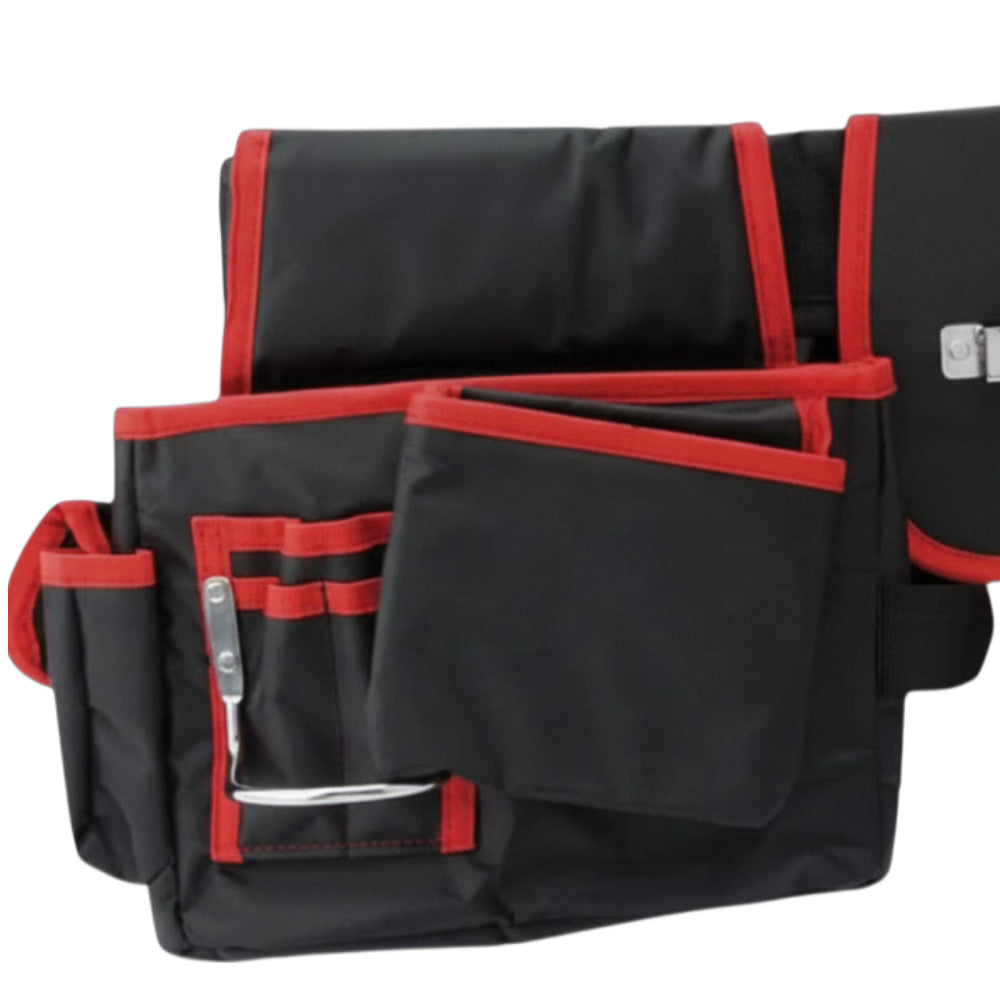 Draper Double Tool Belt Pouch 16 Pocket Black Red 67832
