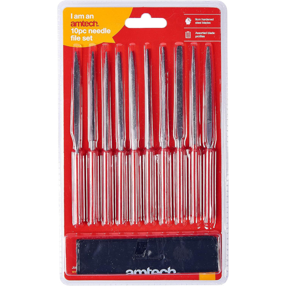 Mini Needle File Set Precision Files + Wallet - 3 Year Warranty - 10pc - Amtech