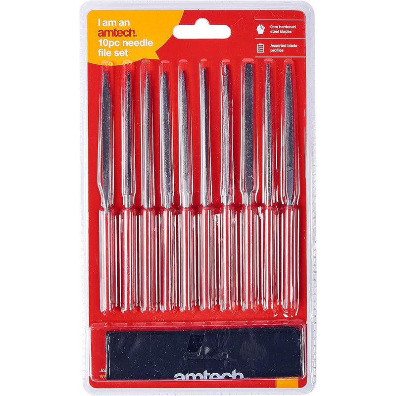 Mini Needle File Set Precision Files + Wallet - 3 Year Warranty - 10pc - Amtech