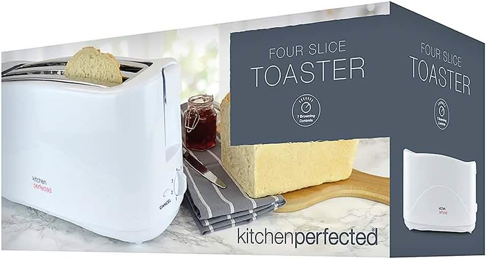 Premium White 1300w 4-slice Cool Touch Toaster W/ Crumb Tray 7 Browning Settings