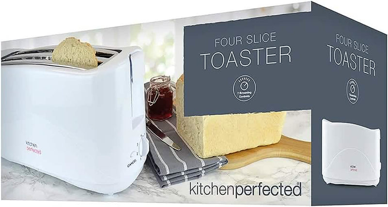 Premium White 1300w 4-slice Cool Touch Toaster W/ Crumb Tray 7 Browning Settings