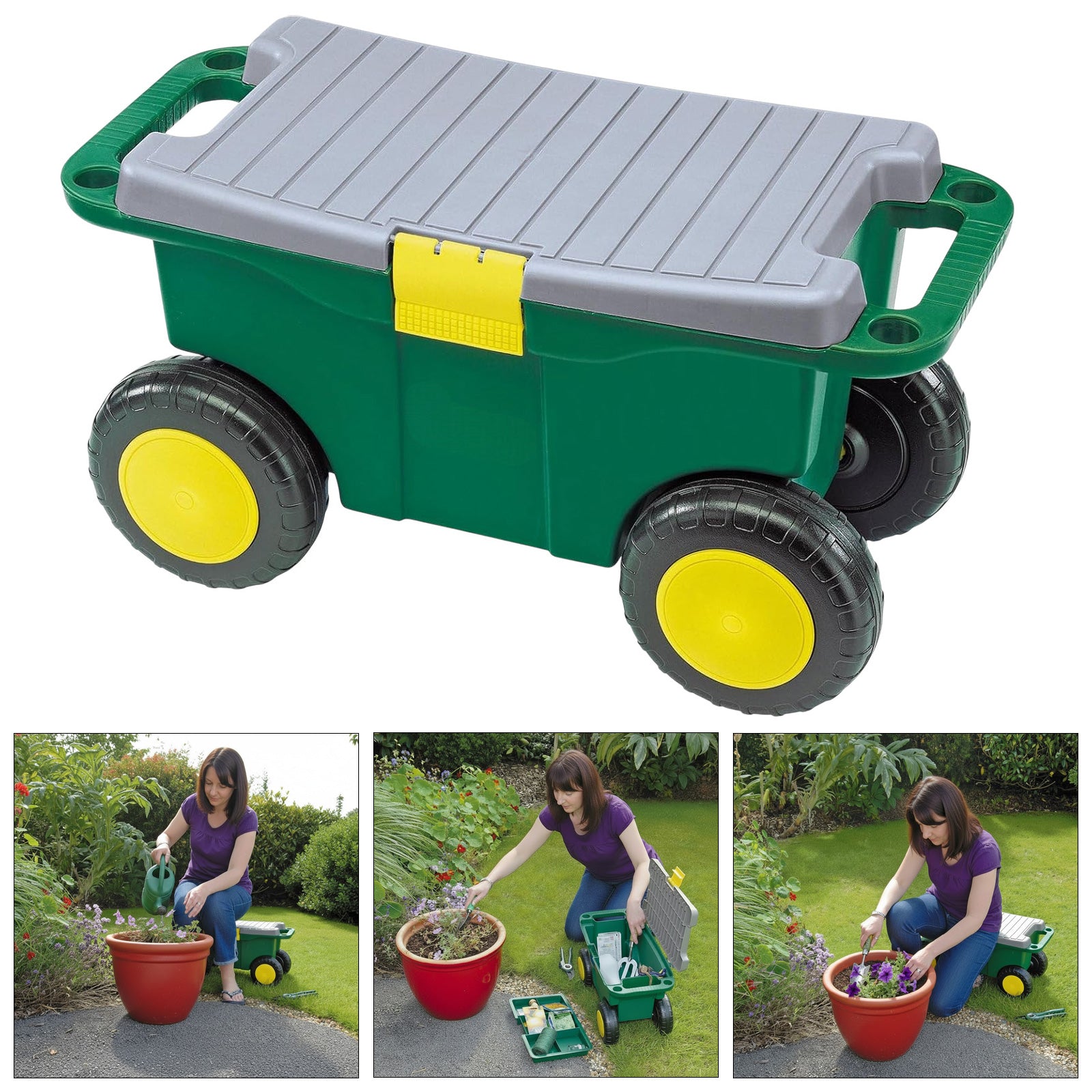 2-in-1 Gardeners Tool Storage Cart and Seat