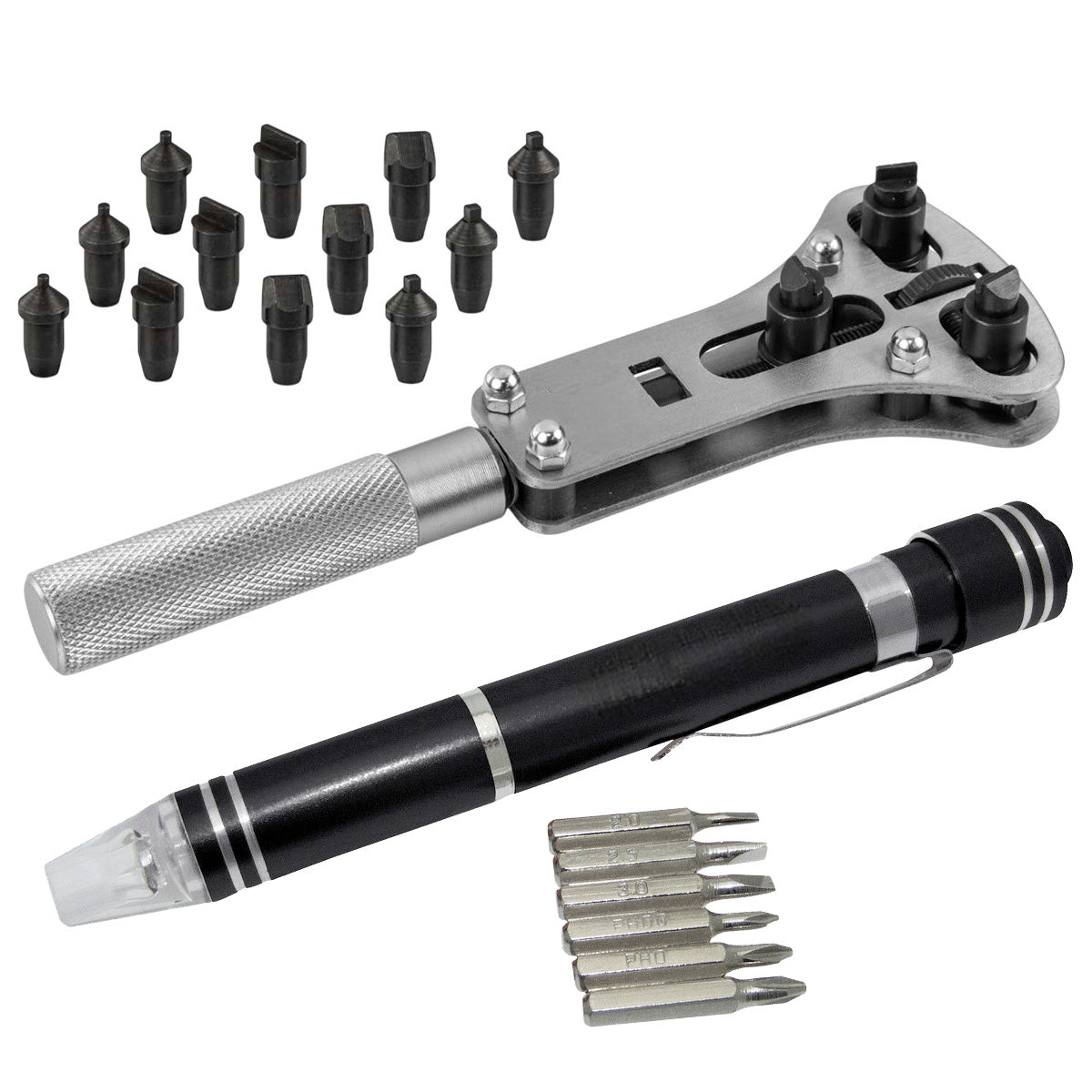 Watch Case Opener plus Precision Screwdriver with LED LIght | Battery Changing and Repair