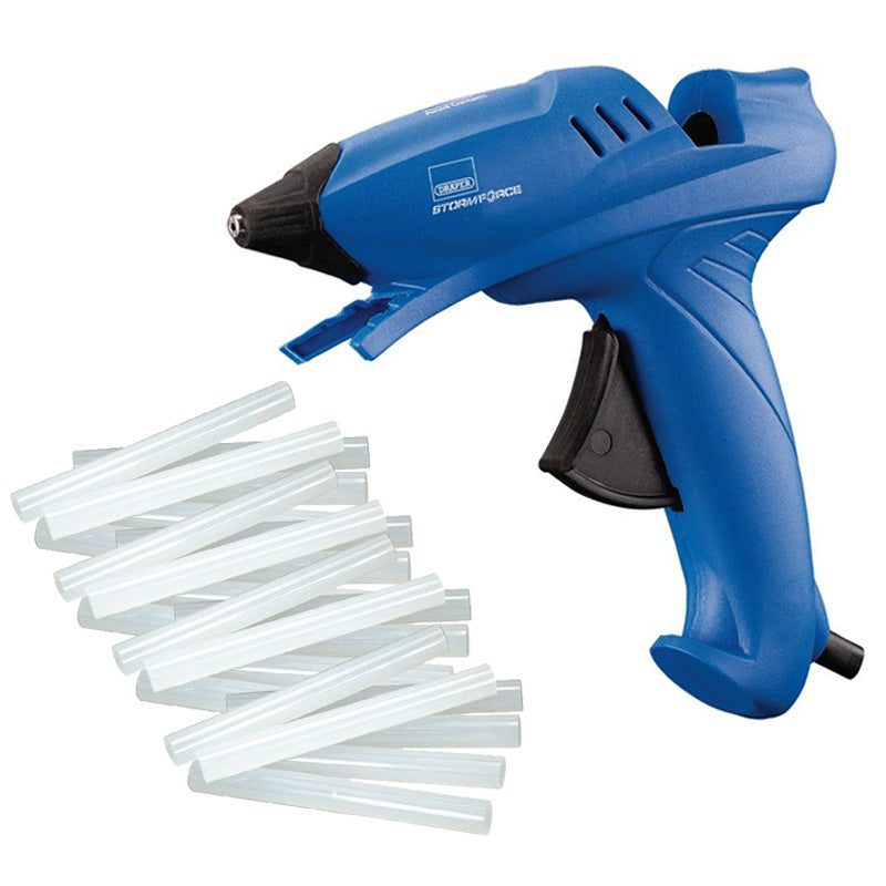 Draper 100W Electric Trigger Action Glue Gun plus 26 Hot Melt Adhesive Glue Sticks