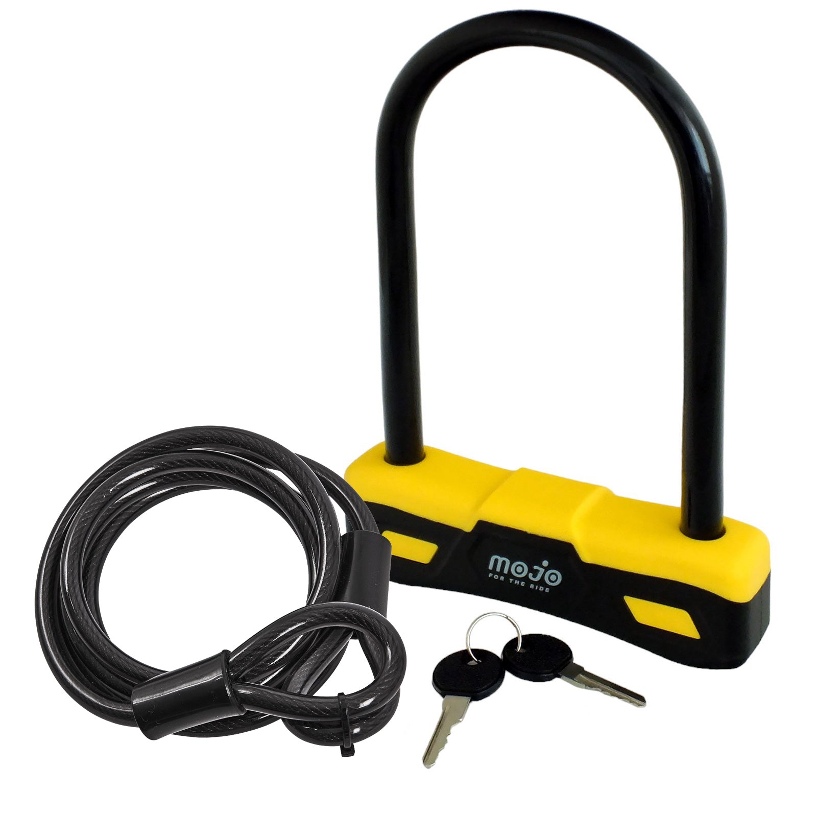 D-Shackle Bike Lock plus 1.5m Security Cable for Cycles Bicycles Motorbikes and Scooters