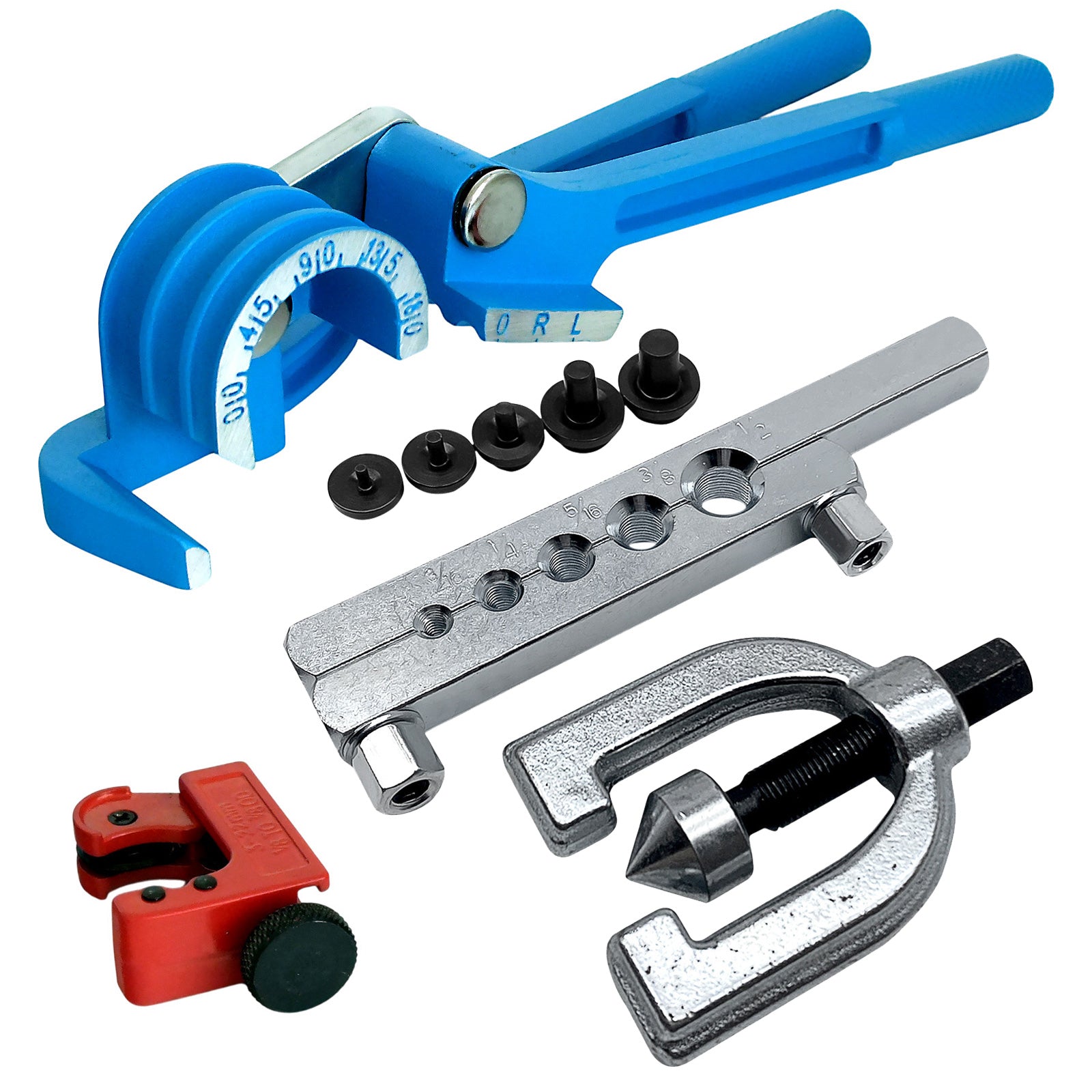 9pc Brake & Fuel Pipe Repair Tool Set |  Mini Pipe Bender, Tube Cutter & AF Pipe Flaring Kit