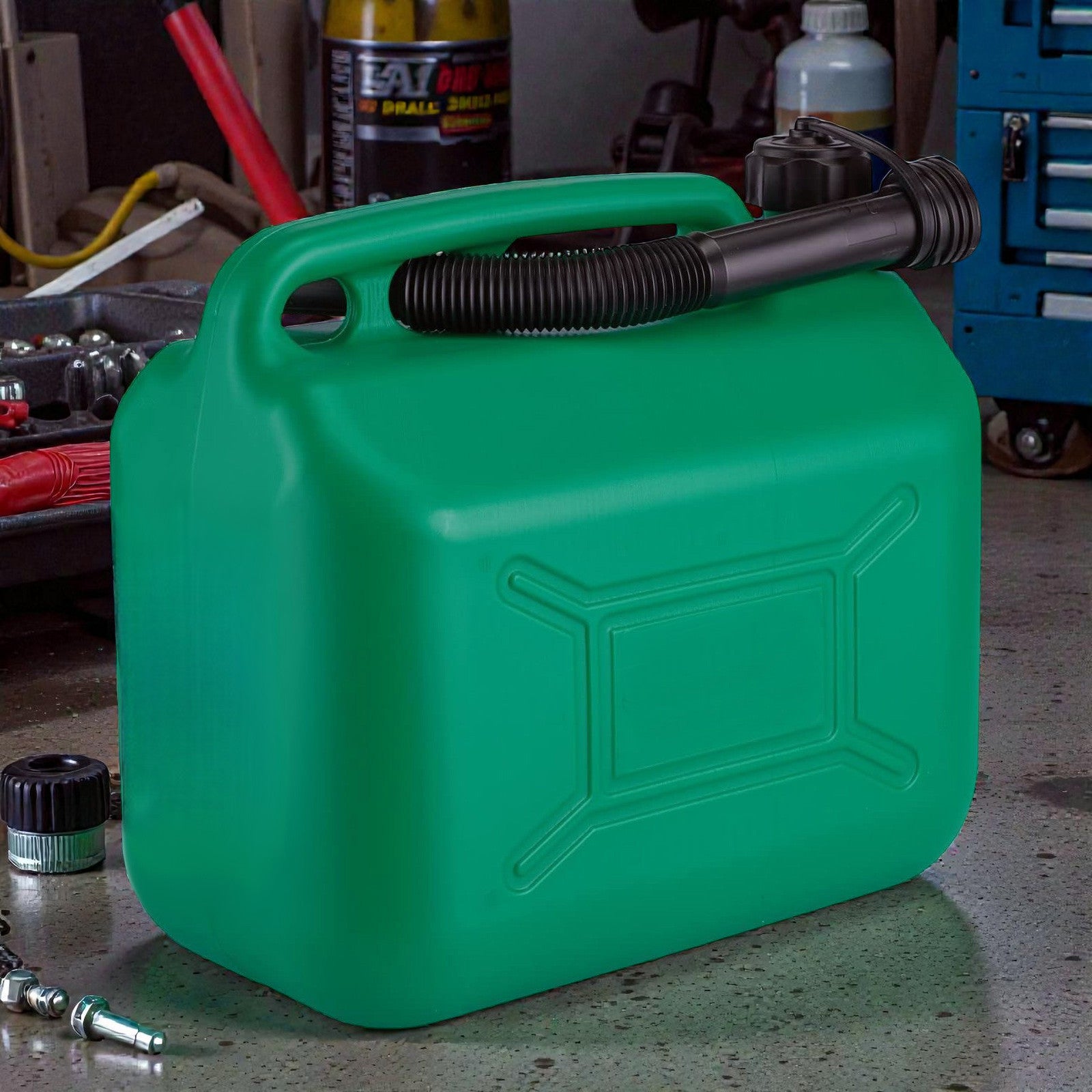 10L Plastic Petrol Storage Can | Green Jerry Can with 290mm Flexible Spout | Ideal for storing Unleaded Fuel