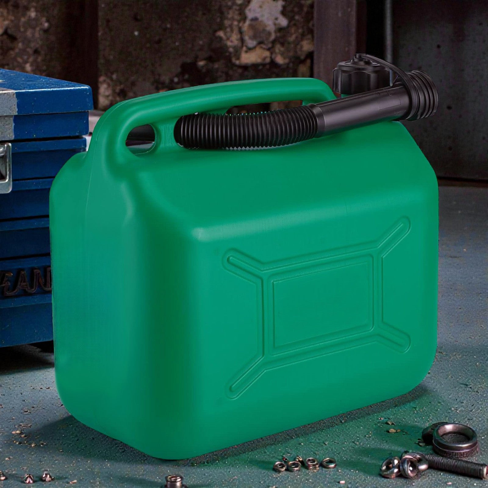 10L Plastic Petrol Storage Can | Green Jerry Can with 290mm Flexible Spout | Ideal for storing Unleaded Fuel