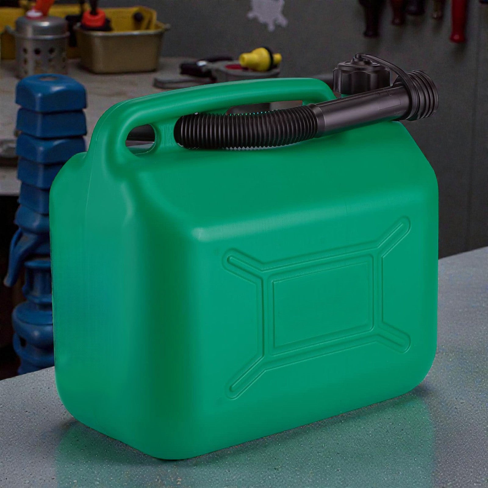 10L Plastic Petrol Storage Can | Green Jerry Can with 290mm Flexible Spout | Ideal for storing Unleaded Fuel