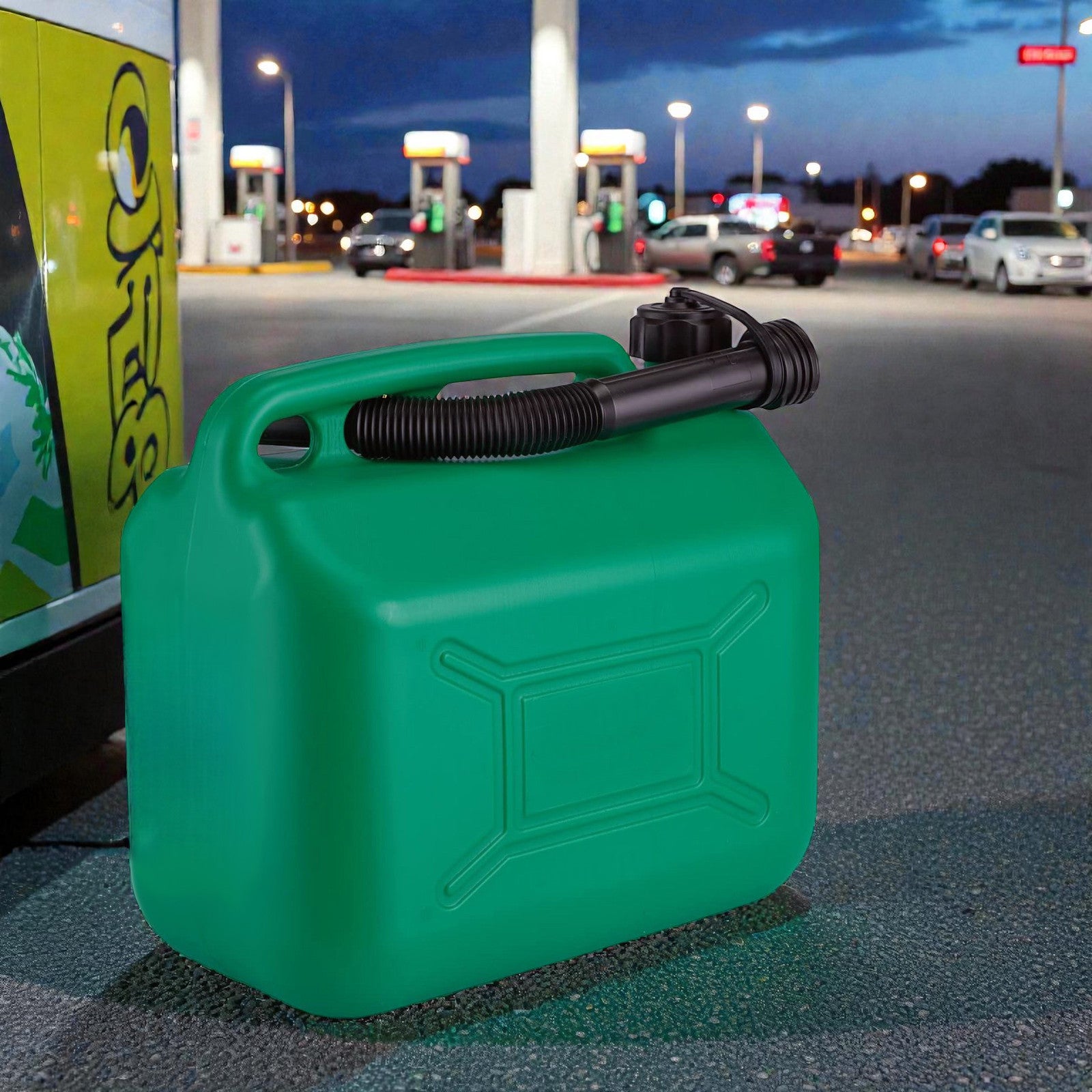 10L Plastic Petrol Storage Can | Green Jerry Can with 290mm Flexible Spout | Ideal for storing Unleaded Fuel