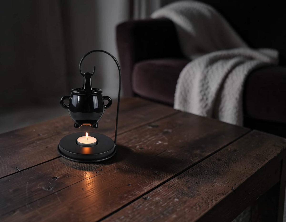 Halloween Hanging Cauldron Oil/Wax Burner Tea Light Holder With Wax Melt Tin & Tea light