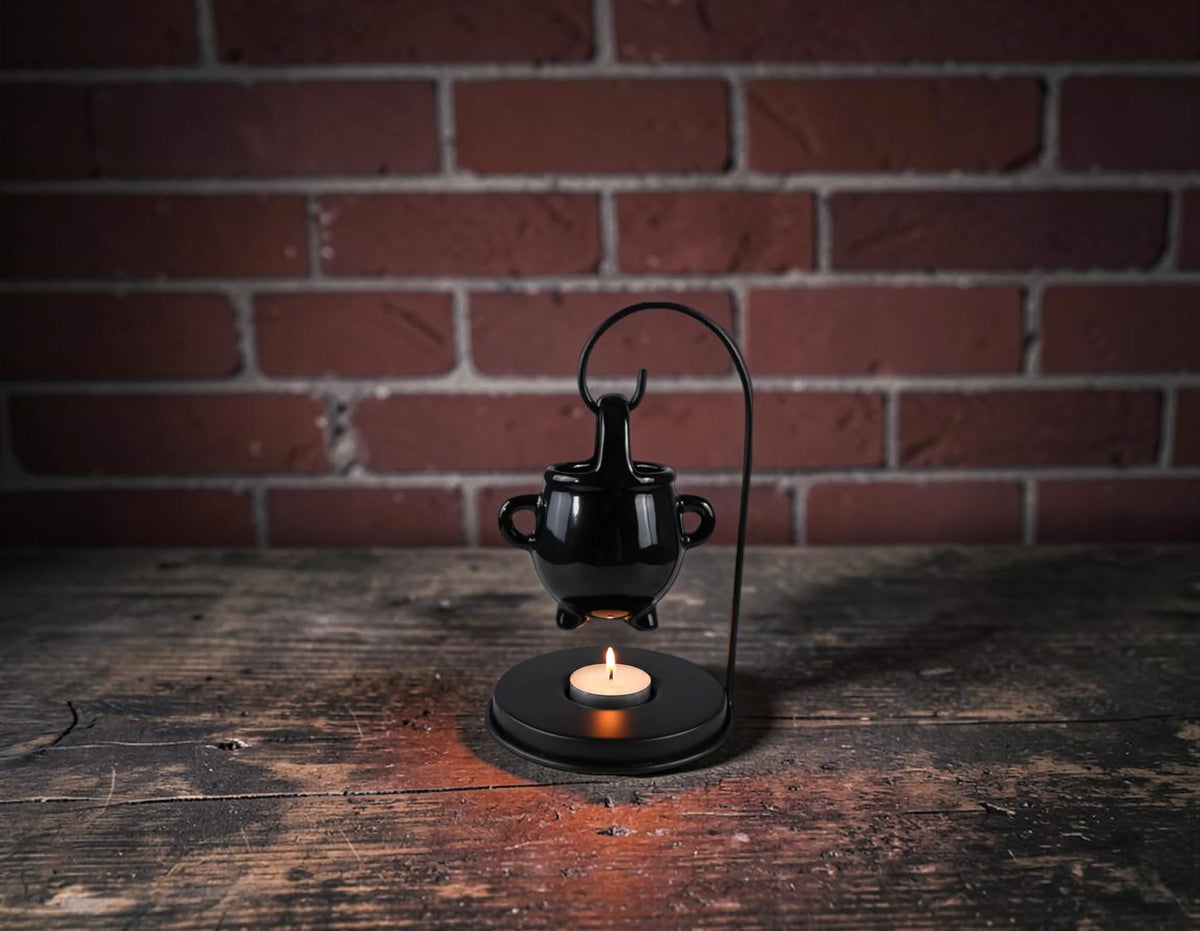 Halloween Hanging Cauldron Oil/Wax Burner Tea Light Holder With Wax Melt Tin & Tea light