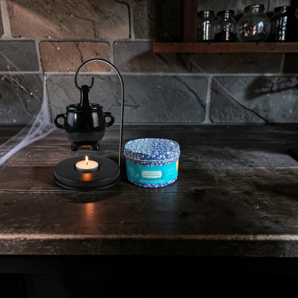 Halloween Hanging Cauldron Oil/Wax Burner Tea Light Holder With Wax Melt Tin & Tea light