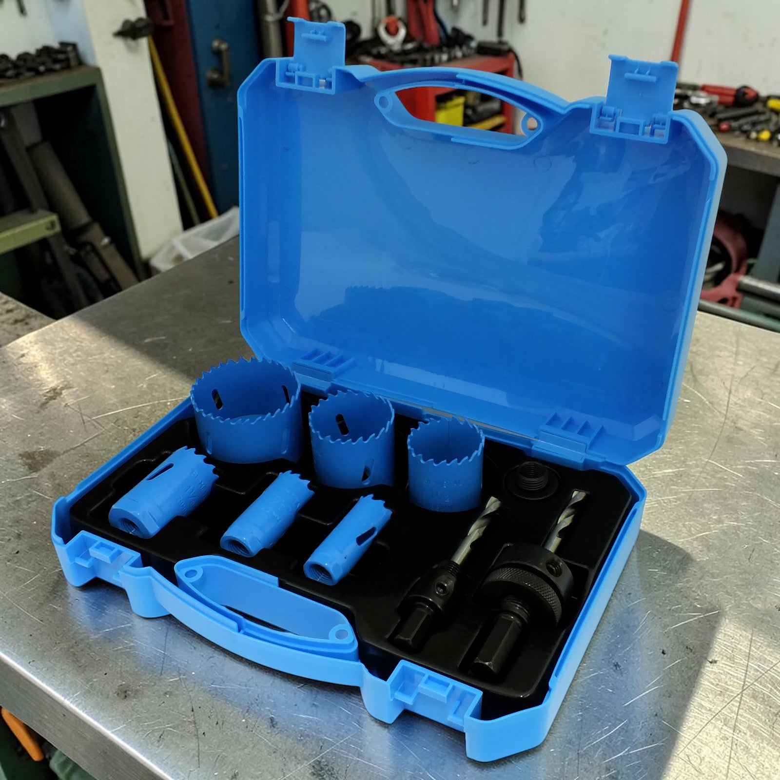 9pc Bi-Metal HSS Holesaw Kit Cuts Metal Steel Iron Brass Aluminium Wood