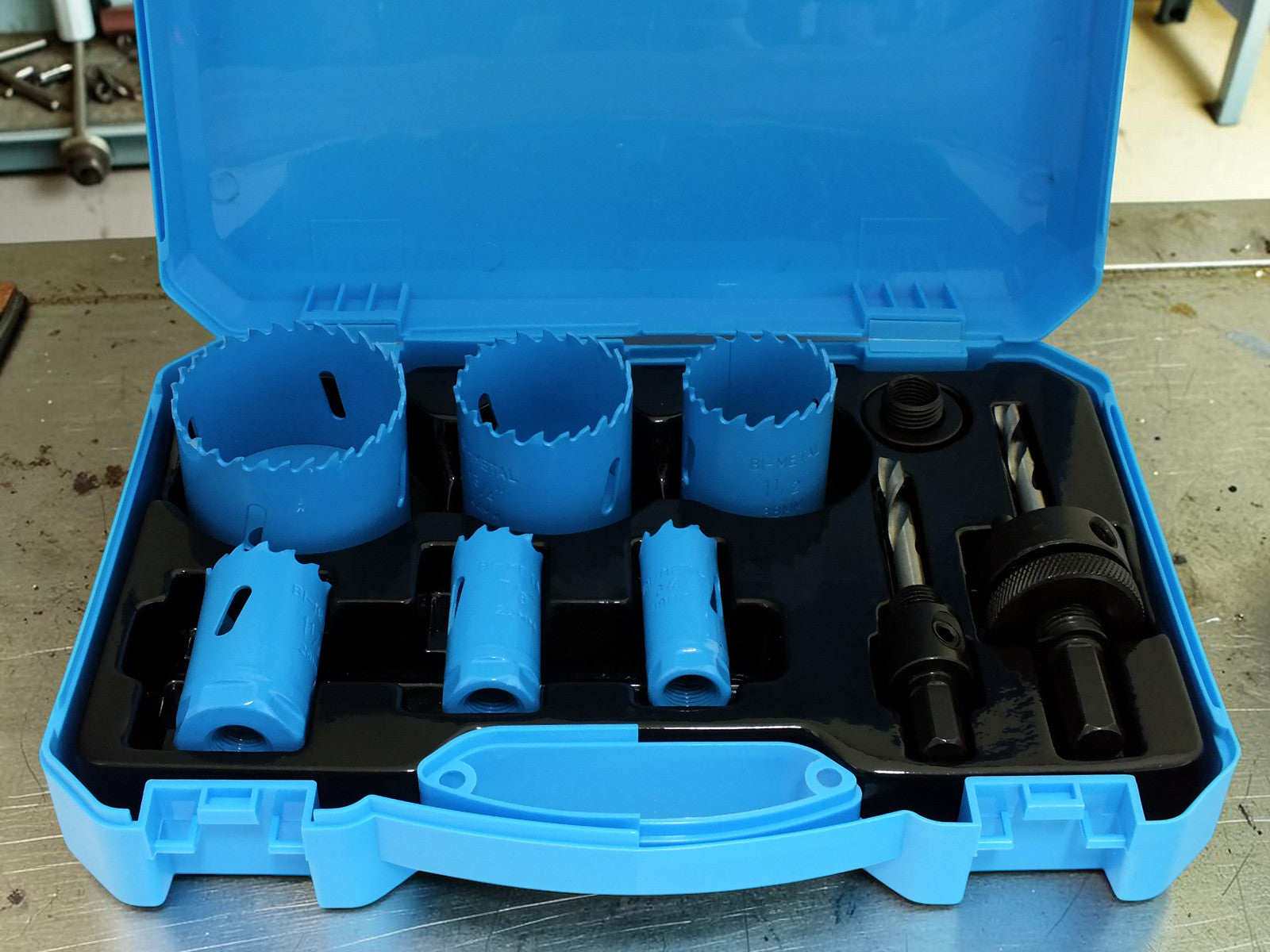 9pc Bi-Metal HSS Holesaw Kit Cuts Metal Steel Iron Brass Aluminium Wood