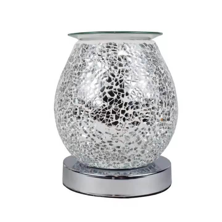 Silver Crackle Electric Wax Melt Warmer and Essential Scented Oil Burner