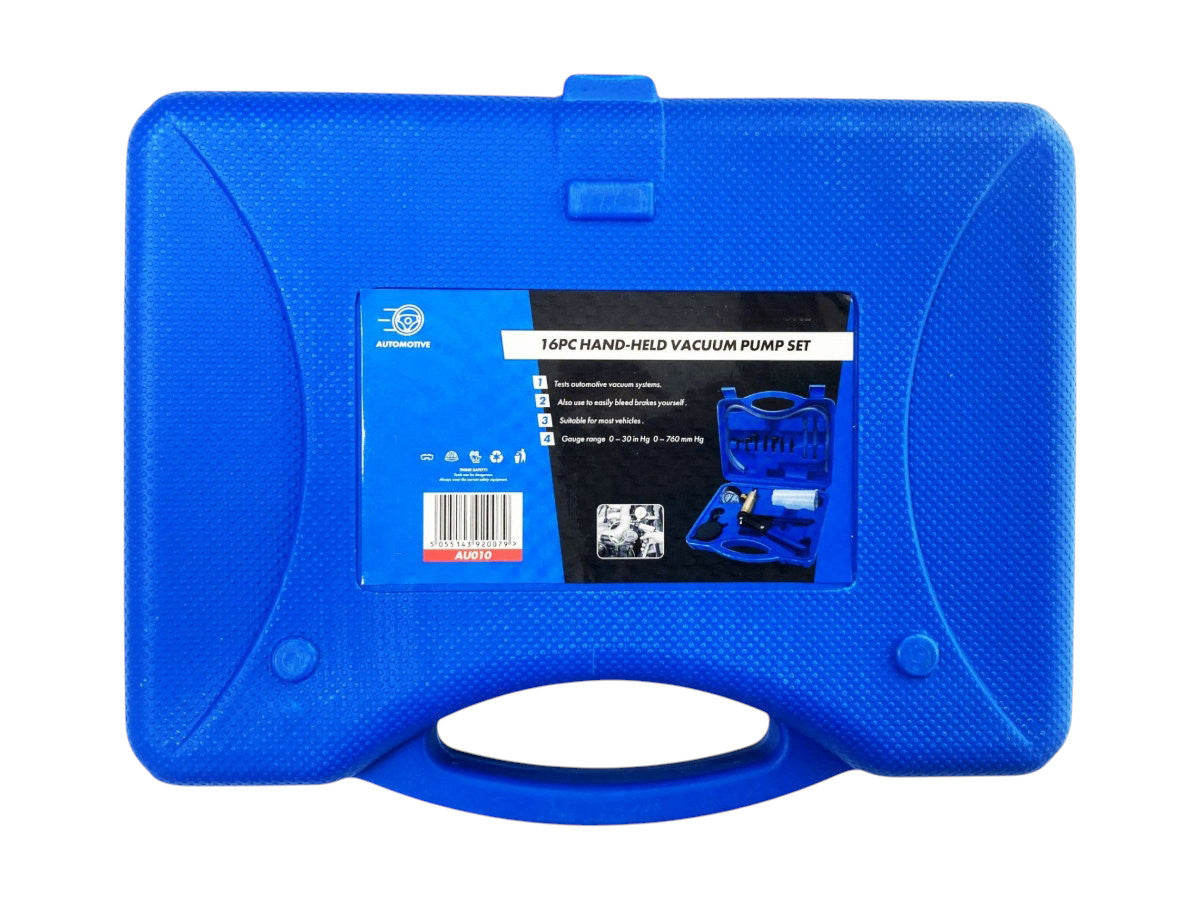 16pc Vacuum Tester & Brake Bleeding Kit Hand Held Pump & Pressure Gauge with Case