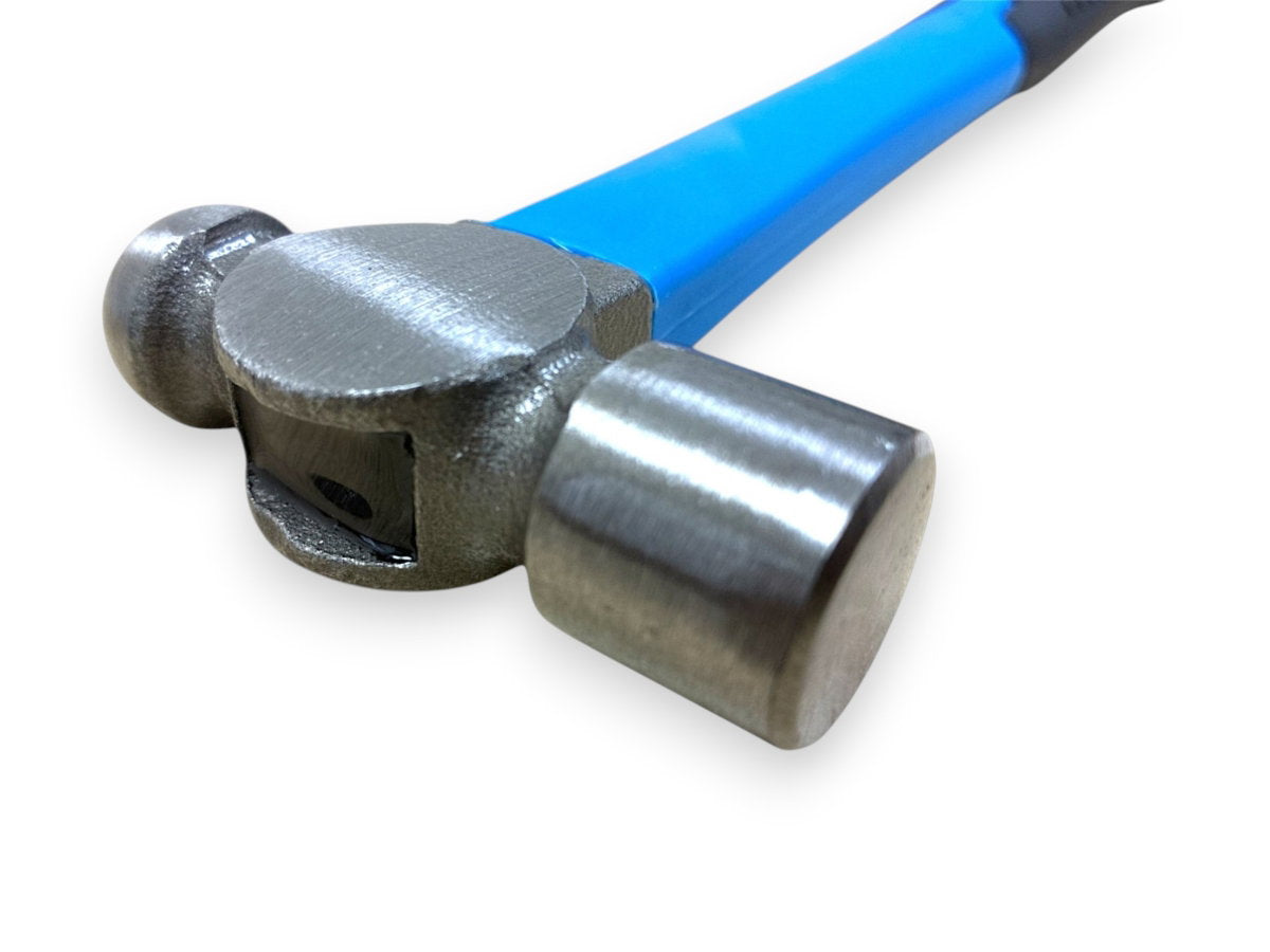 8oz Ball Pein Hammer Hi Viz Fibreglass Shaft Rubber Handle Hardened Steel Head