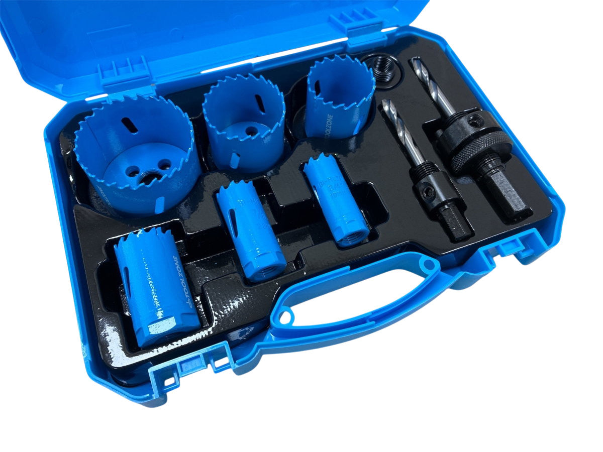 9pc Bi-Metal HSS Holesaw Kit Cuts Metal Steel Iron Brass Aluminium Wood