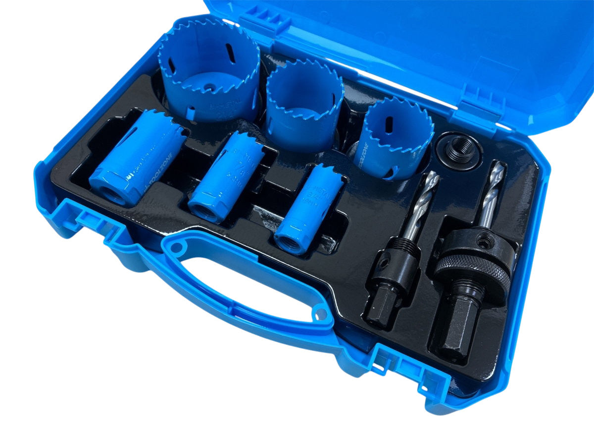 9pc Bi-Metal HSS Holesaw Kit Cuts Metal Steel Iron Brass Aluminium Wood