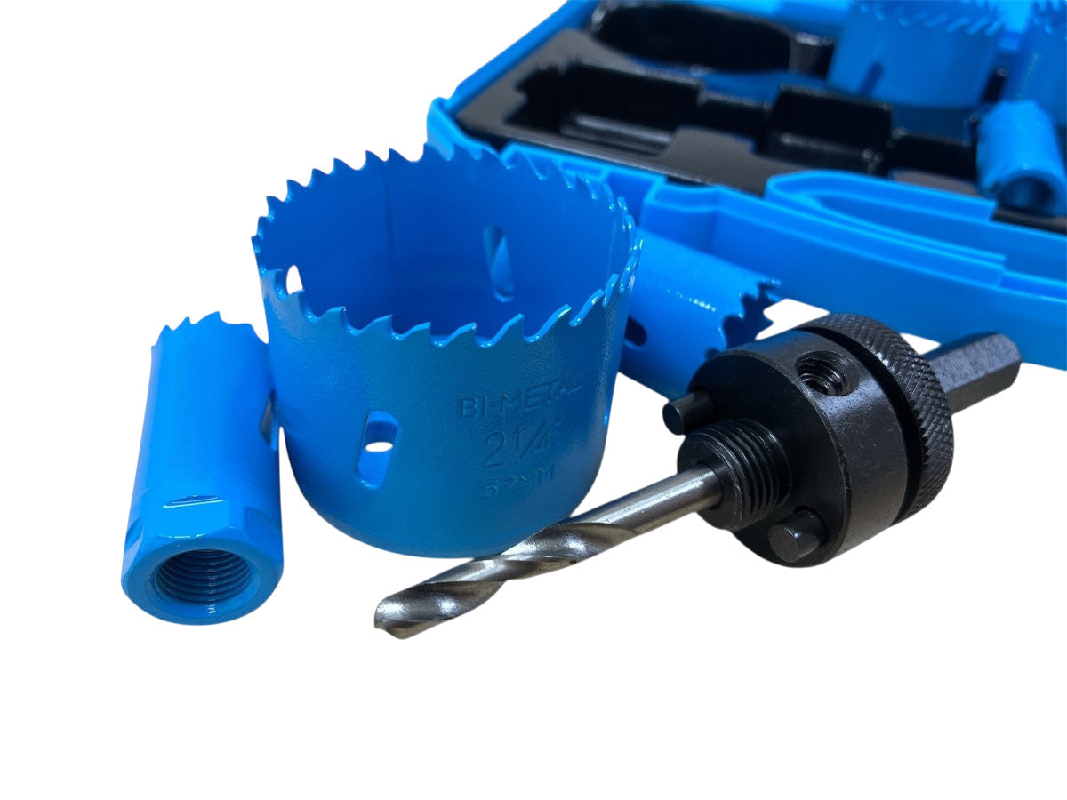 9pc Bi-Metal HSS Holesaw Kit Cuts Metal Steel Iron Brass Aluminium Wood