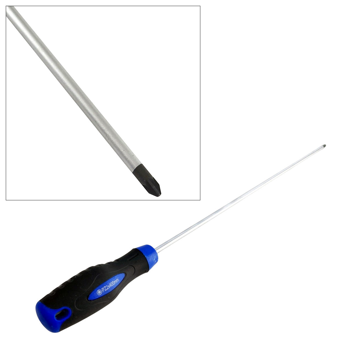 Engineers Magnetic PZ2 Pozi Screwdriver with 400mm Extra Long Shaft &  Soft Grip Rubber Handle