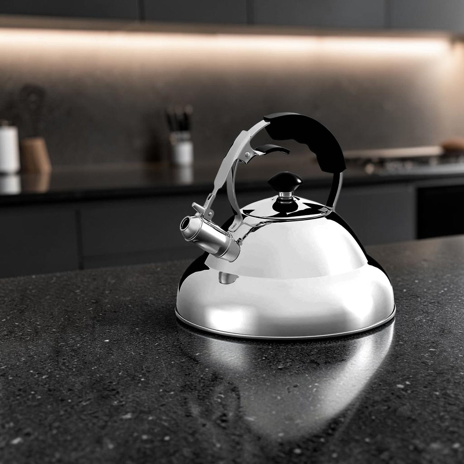 3L Whistling Kettle Stainless Steel Gas Induction Electric Hobs & Tea Strainer