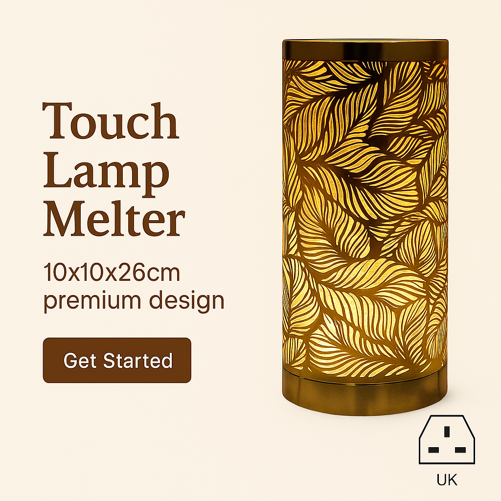 Oil Wax Diffuser Touch Lamp Melter Burner - Silver Amber Leaf