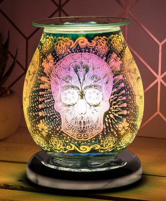 Aroma Lamp Oil Burner Warmer Wax Melter 3D Skull
