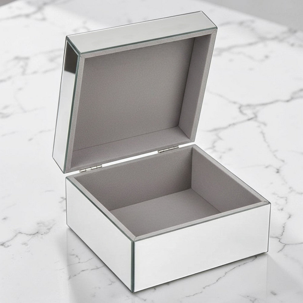 Mirror Crystal Effect Jewellery Box (14cm wide x 14cm deep x 8cm high)