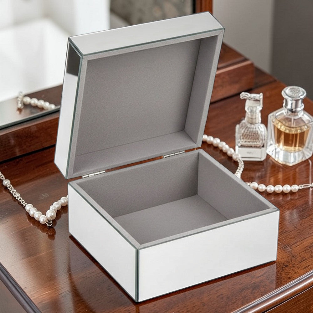 Mirror Crystal Effect Jewellery Box (14cm wide x 14cm deep x 8cm high)