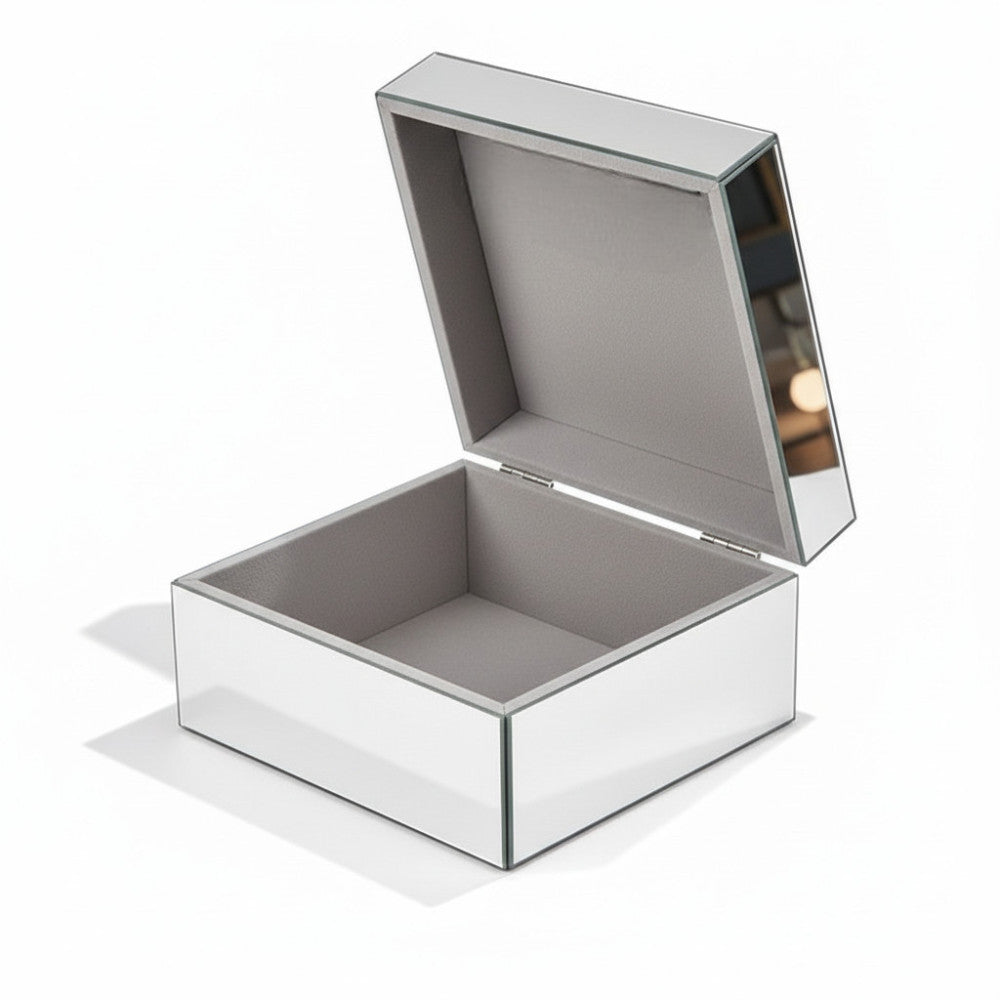 Mirror Crystal Effect Jewellery Box (14cm wide x 14cm deep x 8cm high)