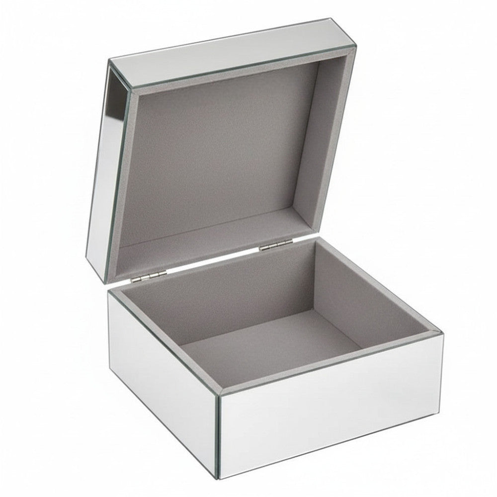 Mirror Crystal Effect Jewellery Box (14cm wide x 14cm deep x 8cm high)