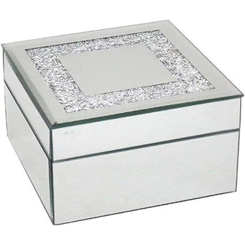 Mirror Crystal Effect Jewellery Box (14cm wide x 14cm deep x 8cm high)