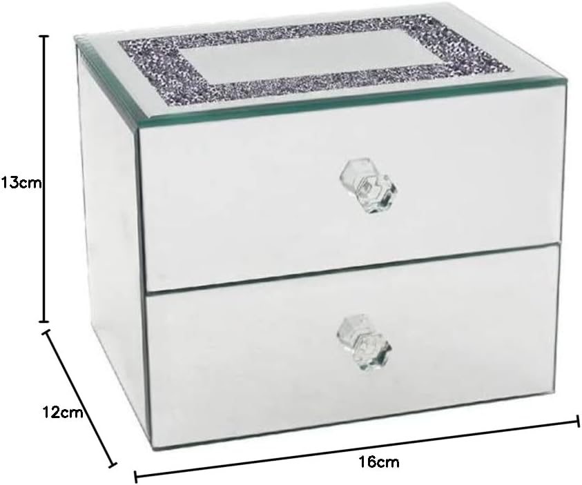 Mirror Crystal Jewelry Box with Drawers | For Adults | Silver