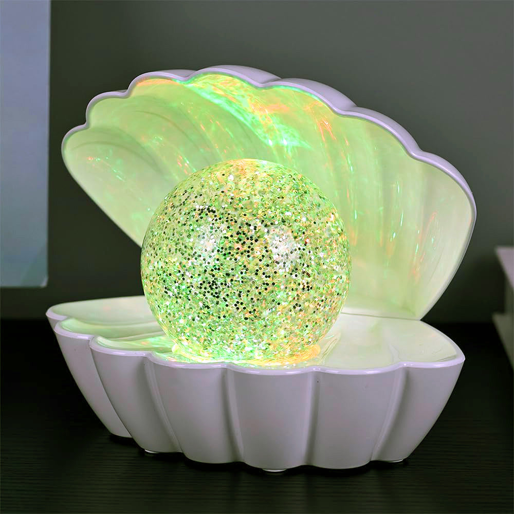Colour Changing LED Glitter Ball Sea Shell Lamp Oyster Pearl Mood Light - Choice of Colour