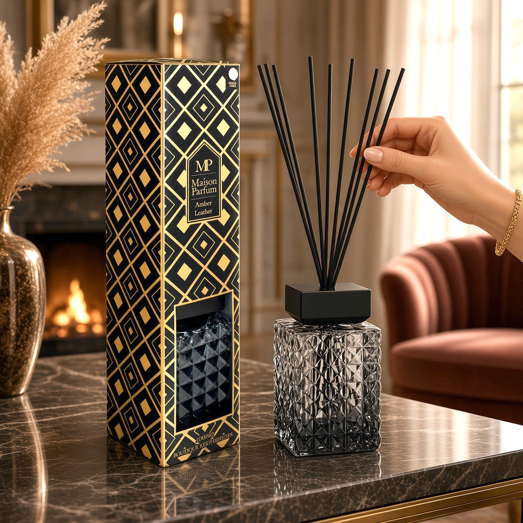 Maison Parfum Omber Leather Home Fragrance Reed Diffuser - Extra Large 1000ml Size