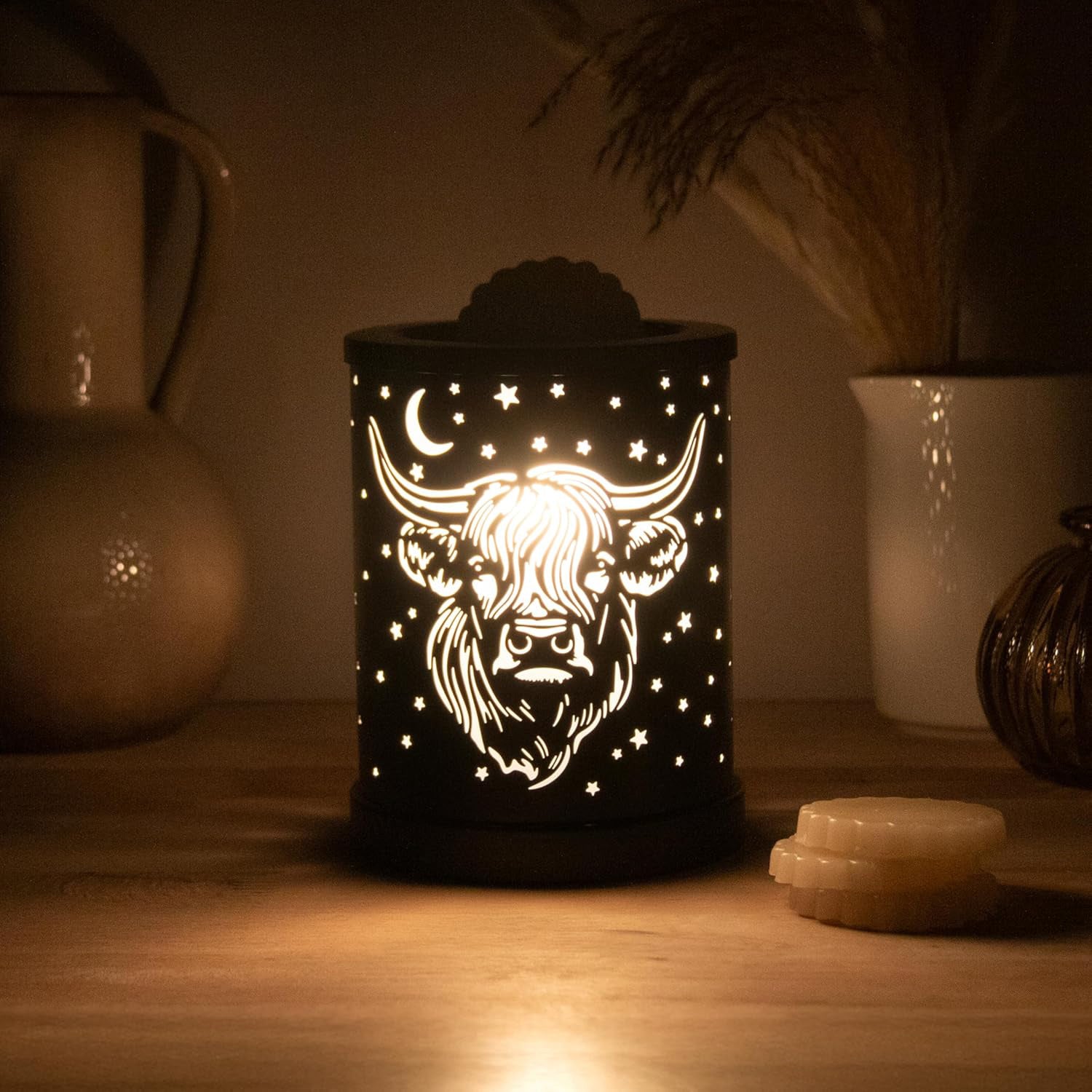 Highland Cow Scented Wax Tart Warmer & Oil Burner Fragrance Diffuser Aroma Lamp plus Scented Wax Melts