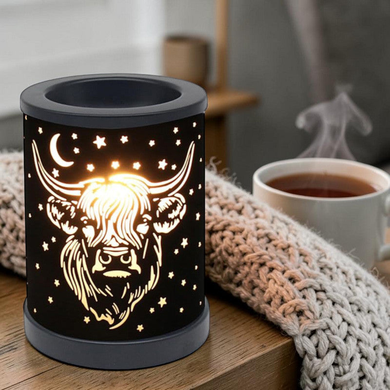 Highland Cow Scented Wax Tart Warmer & Oil Burner Fragrance Diffuser Aroma Lamp plus Scented Wax Melts