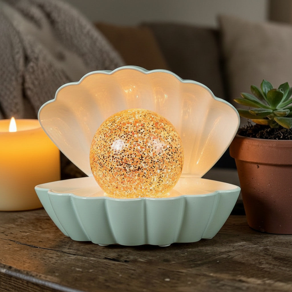 Colour Changing LED Glitter Ball Sea Shell Lamp Oyster Pearl Mood Light - Choice of Colour